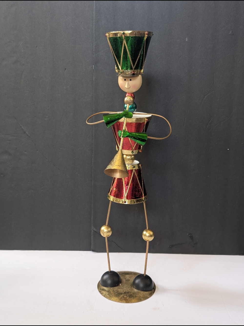 Tall Drummer Figurine in Green and Red